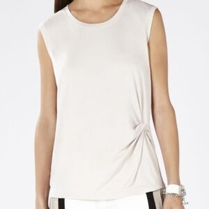 BCBG Gesele Twist-Front Sleeveless White Top